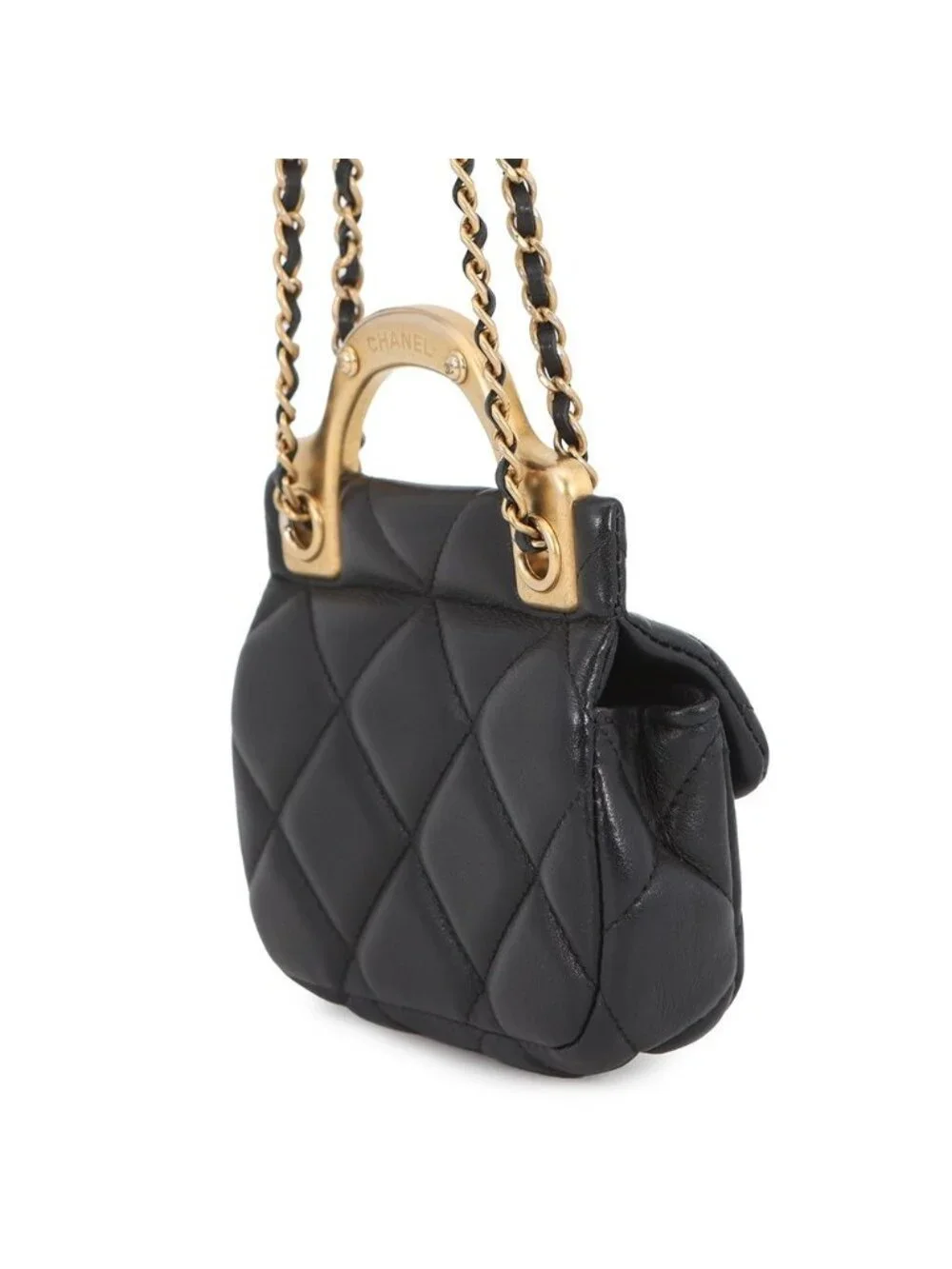 Chanel Chain Shoulder Bag Quilted CC Logo Lambskin Black
